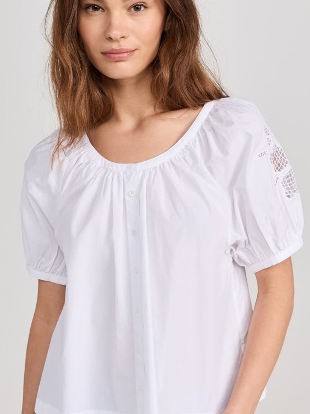 Madewell Emilina Eyelet Puff Sleeve Top White / S